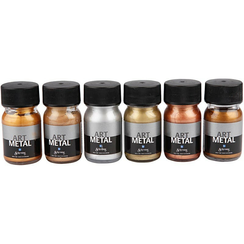 Creativ Company Acrylfarbe – Set – 6 Farben, Metallic, 6 × 30 ml