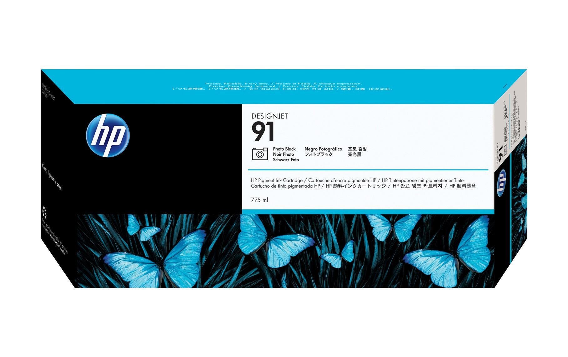 HP Tintenpatrone 91, Schwarz, 775 ml
