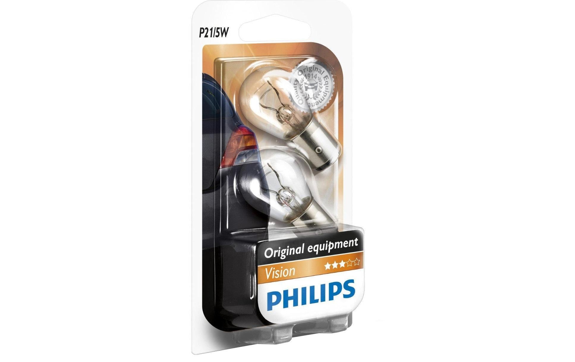 Philips Halogen-Leuchtmittel P21/5 (Birnenform) – Neutralweiss, 21,5 W, 12 V – für Personenwagen