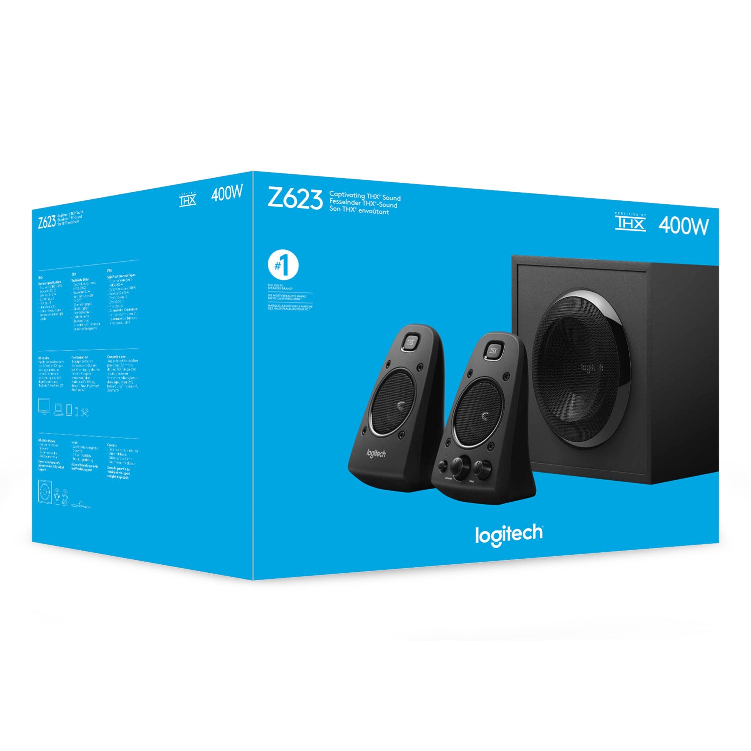 Logitech Z623 – PC-Lautsprecher-Set 2.1 mit Subwoofer, Schwarz