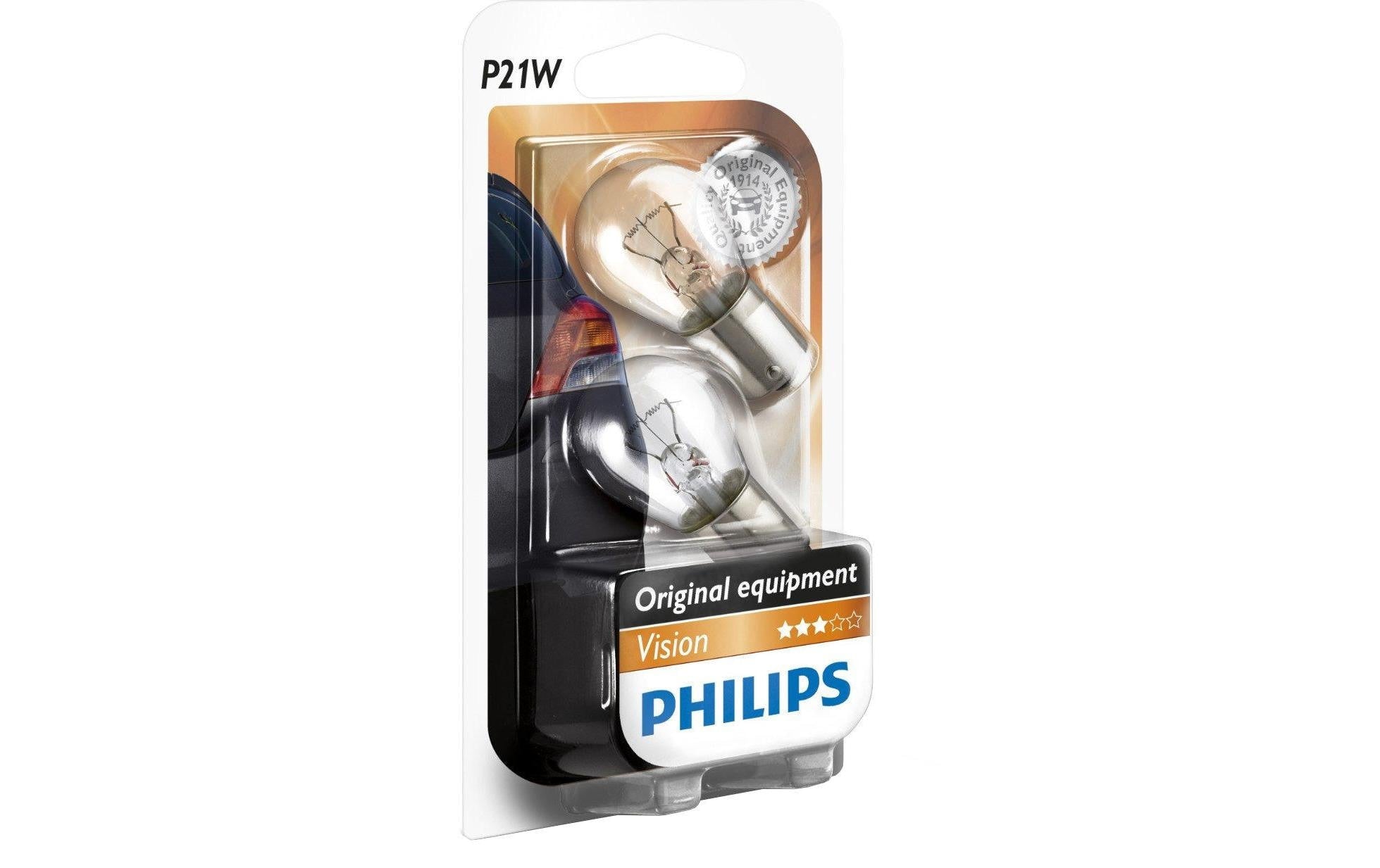 Philips Halogen-Leuchtmittel P21W – Neutralweiss, 21 W, 12 V, 129 mm
