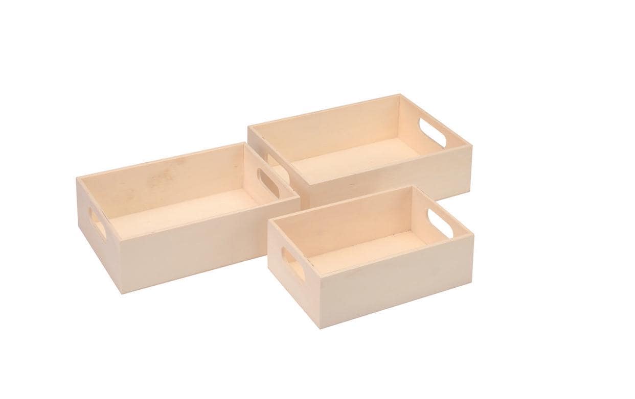 GLOREX Mini-Tablett-Set, Set à 3, max. 22 × 15 × 6 cm, Pappel