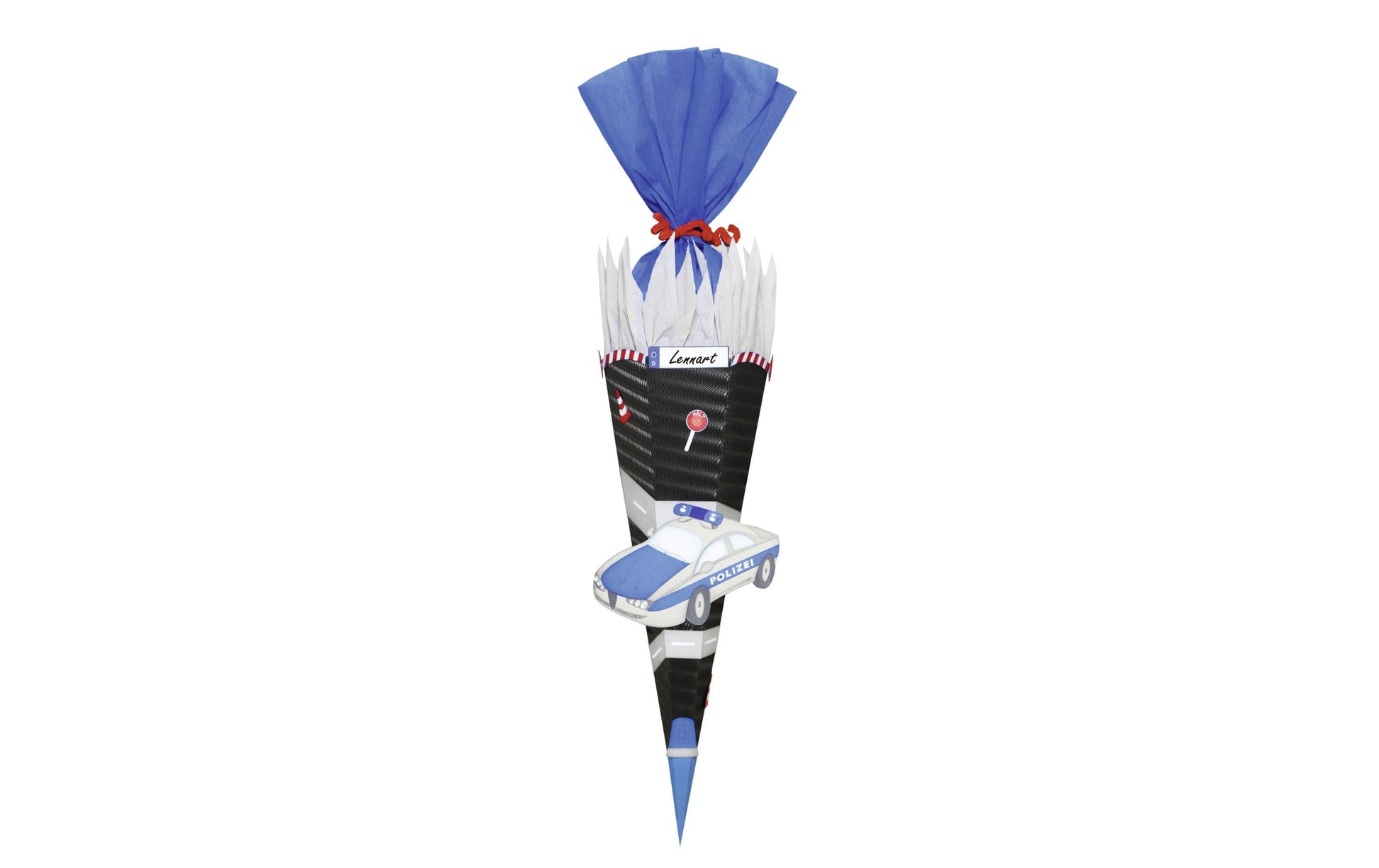 Ursus Schultüten-Bastelset – Polizei – 68 × Ø 20 cm, 6-eckig, Papier, Schwarz, Klebeband, 1er-Pack