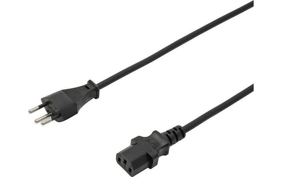 Diggelmann Netzkabel, T12 auf IEC C13, 250 V, 10 m, Schwarz