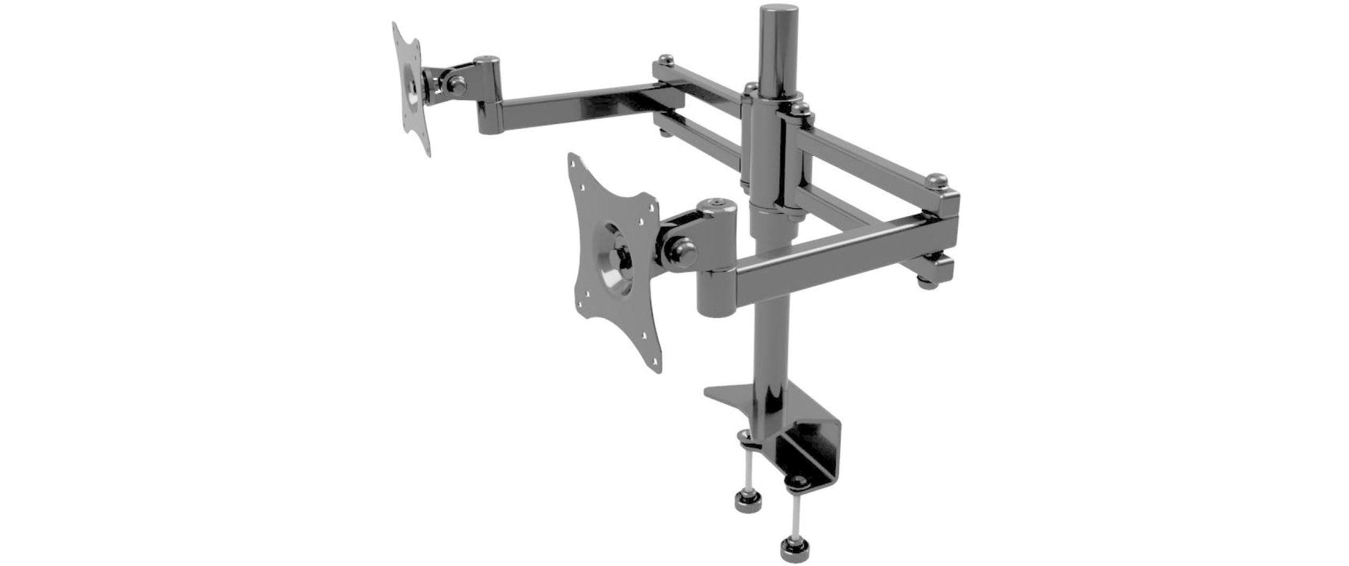 Edbak SV06 – Tischhalterung, Dual, Tischklemme, bis 27", VESA 100 × 100 mm, 20 kg, schwenkbar, schwarz