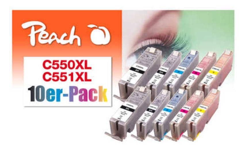 Peach Tintenpatronen-Multipack PGI-550XL/CLI-551XL, 10er-Pack, kompatibel – für Canon PGI-550XL, CLI-551XL