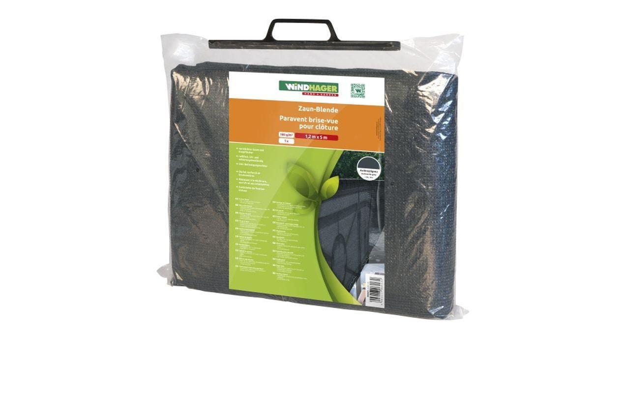 Windhager Zaunblende 5000 × 1500 mm – Polyester – Anthrazit – UV-stabil, 180 g/m²