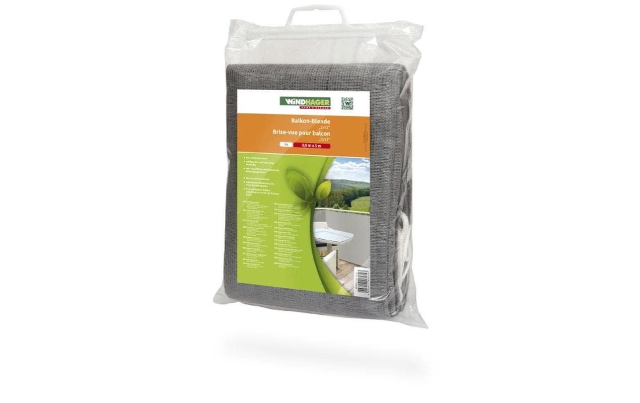 Windhager Balkonblende Sylt – 5 × 0,9 m, grau, Hart-Polyethylen (HDPE), UV-beständig