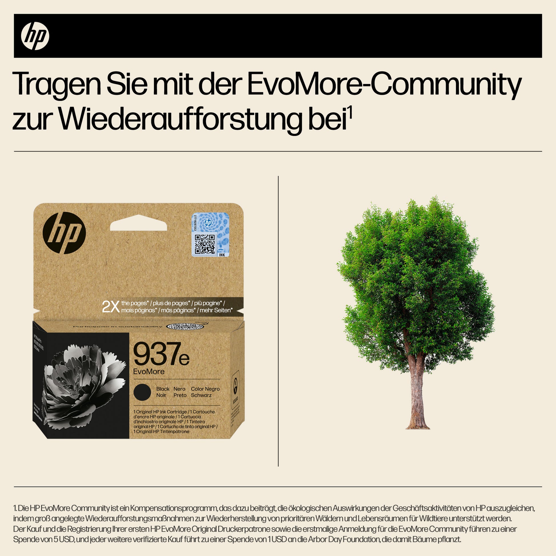HP Evomore Tintenpatrone 937E, Schwarz, Original – für HP