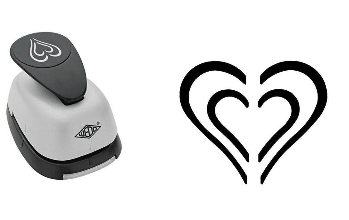 Wedo Motivstanzer Herz – Ø 35 mm, schwarz, grau, 1 Stück