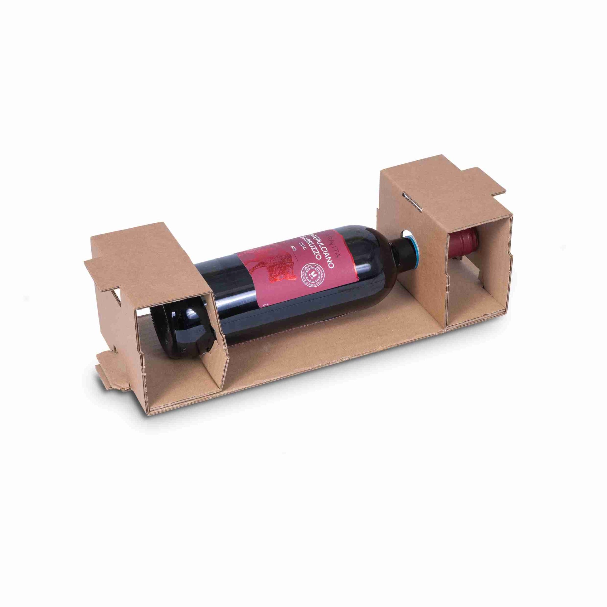 Model Einlagekarton – 128 × 1'001 mm – Karton – für 1 × 0,75 l Flasche (H ? 324 mm, Ø ? 85 mm) – 1 Stk., ab 20 Stk.