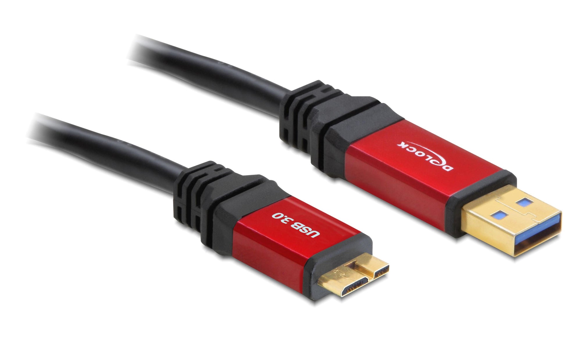 DeLOCK USB-A auf Micro-USB-B Kabel – USB 3.2 Gen 1 (5 Gbit/s) – 3 m – Goldstecker – Schwarz