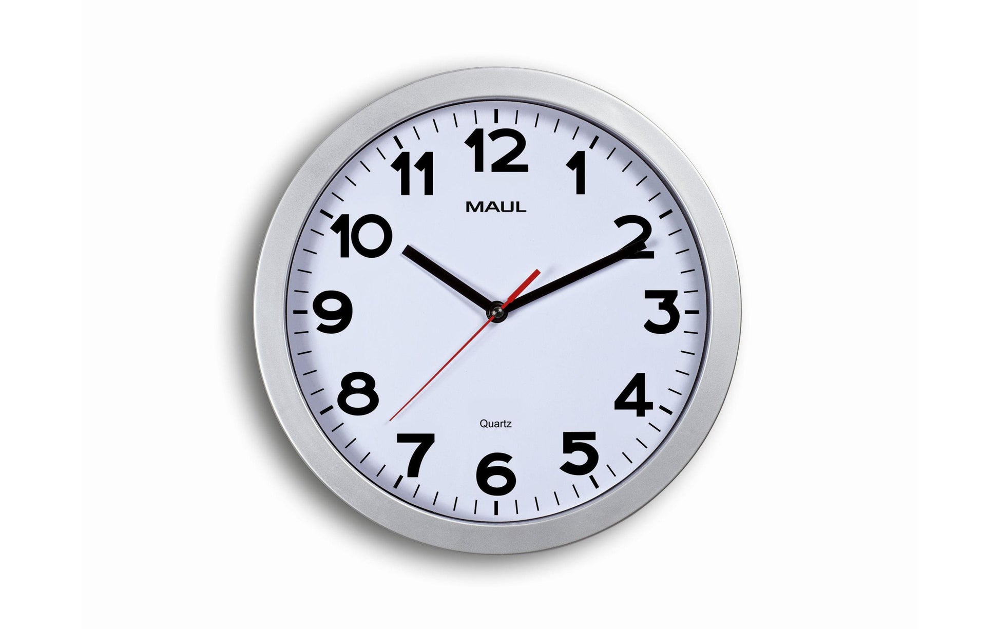 MAUL Wanduhr step – Ø 30 cm, silber, Kunststoff