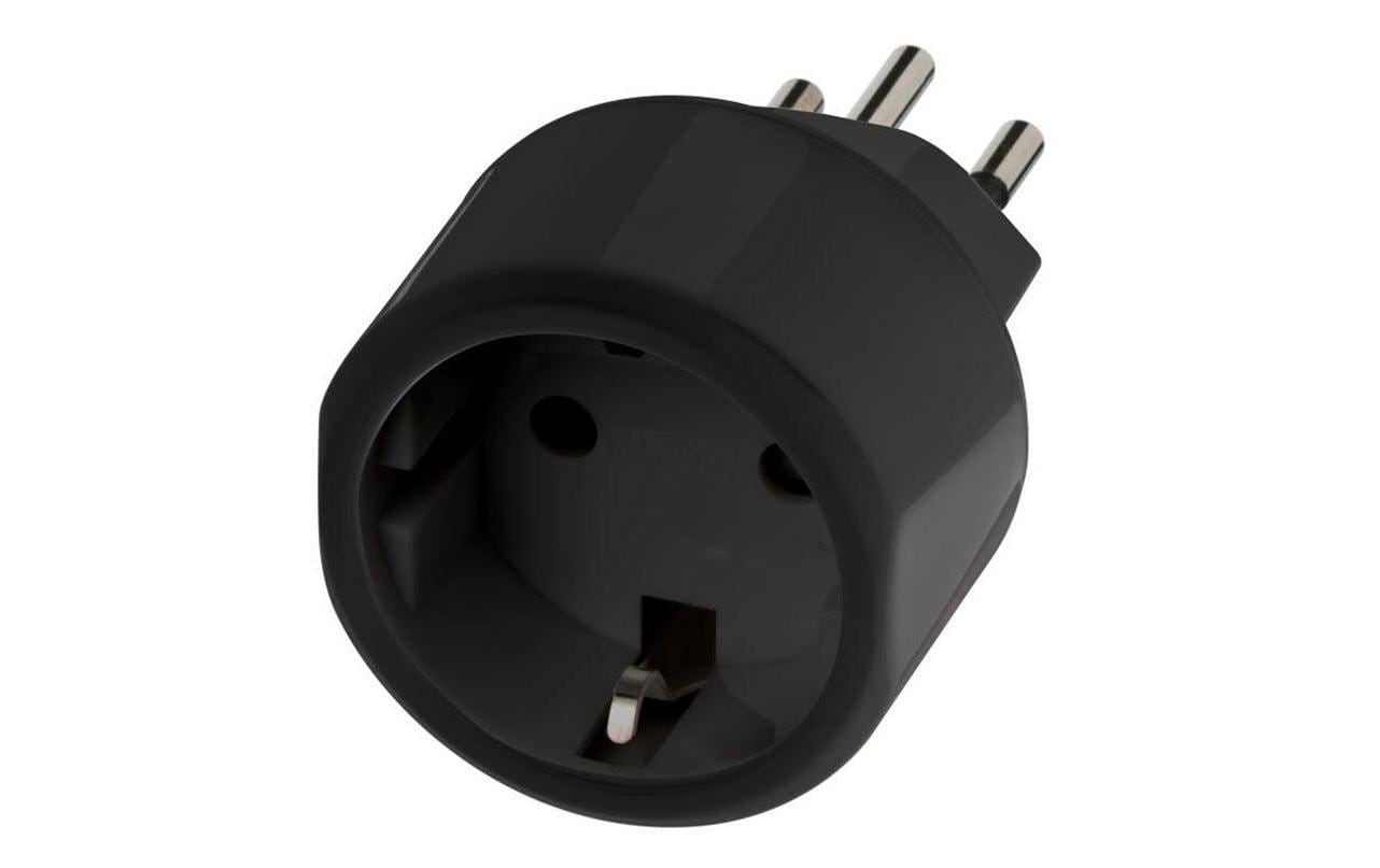 Brennenstuhl 1508642 Reiseadapter Schutzkontakt zu Typ J (CH) – 10 A / 250 V, Sicherung 10 A – für D/NL/A/L