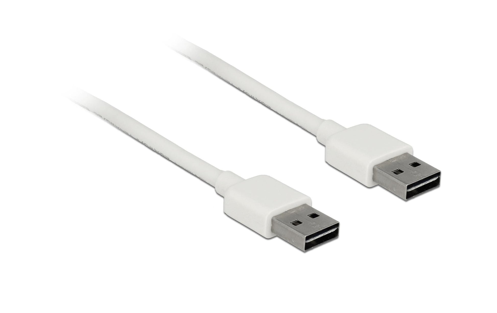 DeLOCK USB-A auf USB-A Kabel – USB 2.0 (480 Mbit/s) – 2 m – Beidseitig einsteckbar, Goldkontakte – Weiss