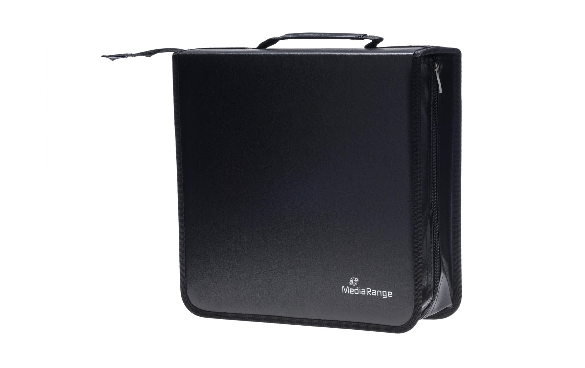 MediaRange CD-Tasche für 200 Disks – Kunstleder, Fleece, Schwarz, mit Reissverschluss und Griff