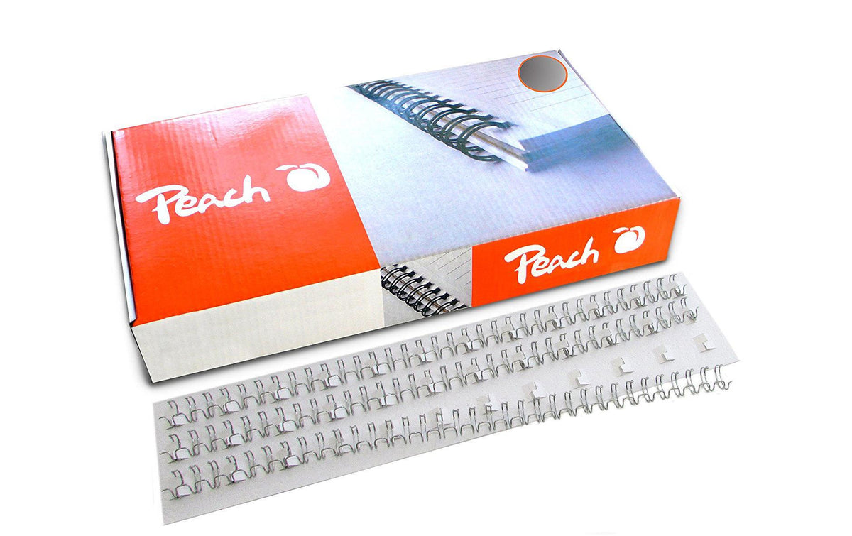 Peach Drahtbinderücken – A4 – Ø 8 mm – 34 Ringe, bis 60 Blatt, Silber – 100 Stk.