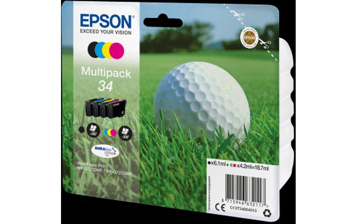 Epson Tintenpatronen-Multipack 34, CMYK, 4er-Pack – für Inkjetdrucker/Multifunktionsgeräte