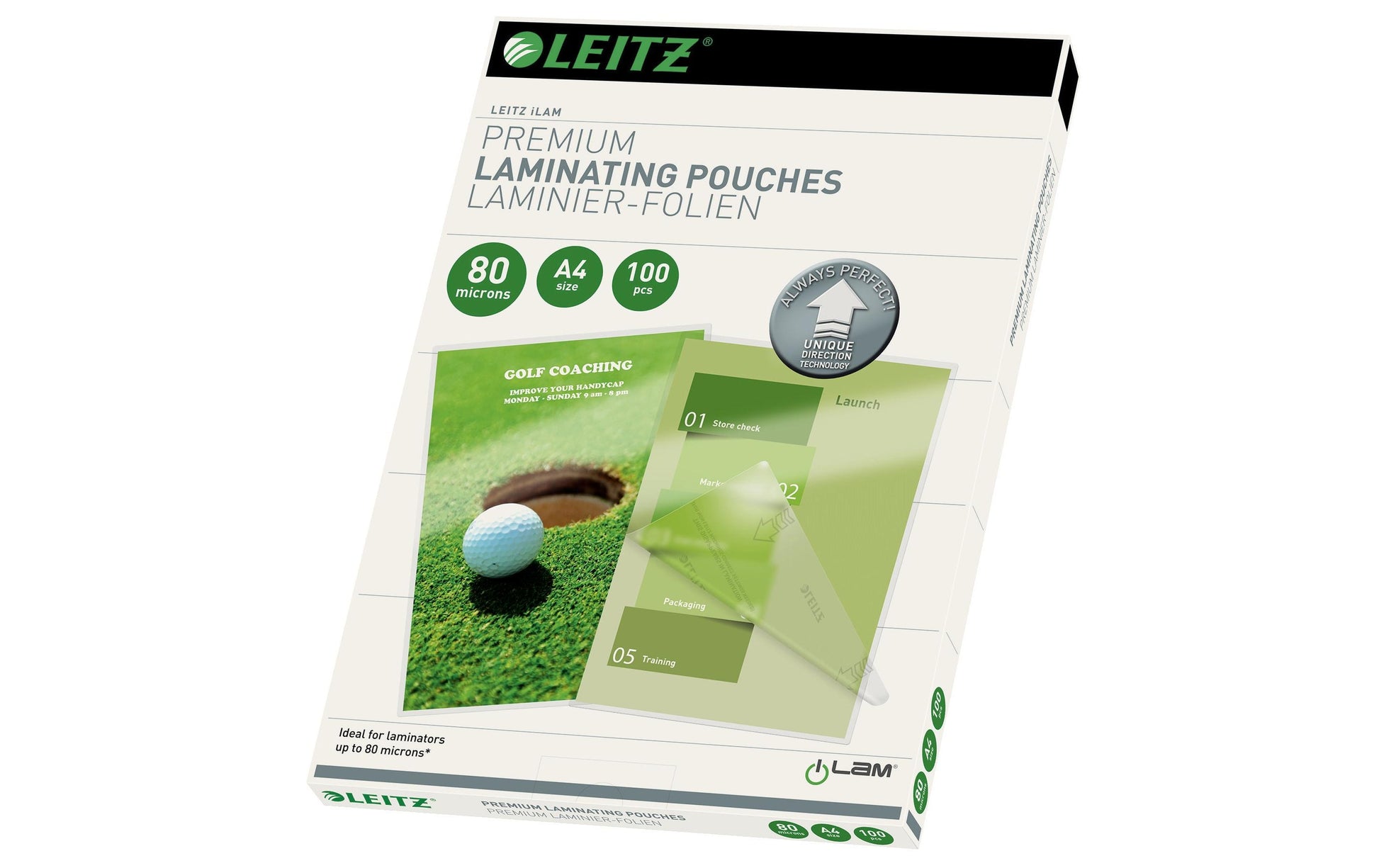 Leitz Laminierfolien A4, glänzend – 80 µm, 216 × 303 mm, 100 Stk.