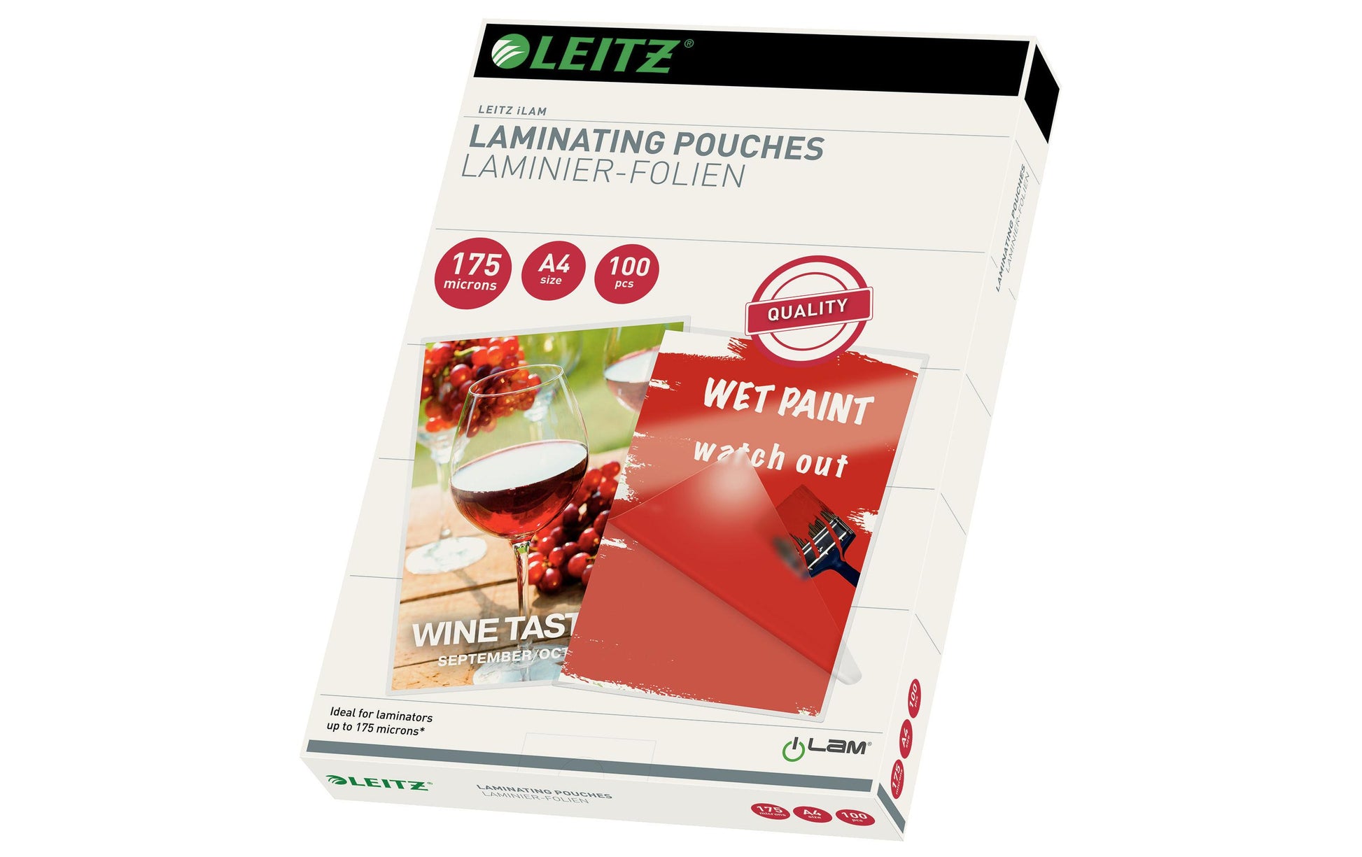 Leitz Laminierfolien A4, glänzend – 175 µm, 216 × 303 mm, 100 Stk.