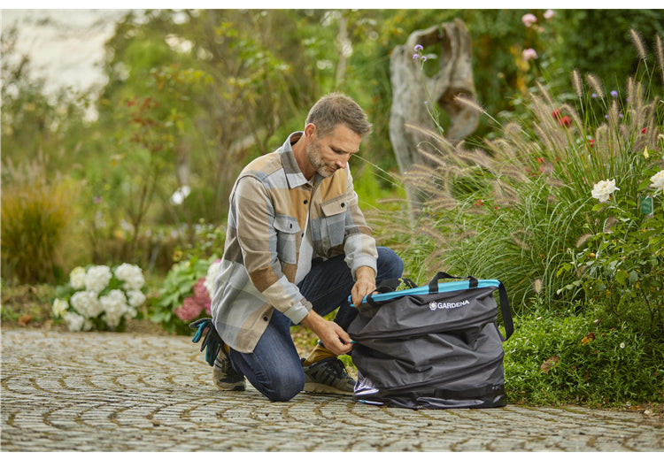 Gardena Mehrzweckbeutel PopUp – 130 l, Recycling-Kunststoff, Schwarz, Grün, 460 × 600 × 460 mm