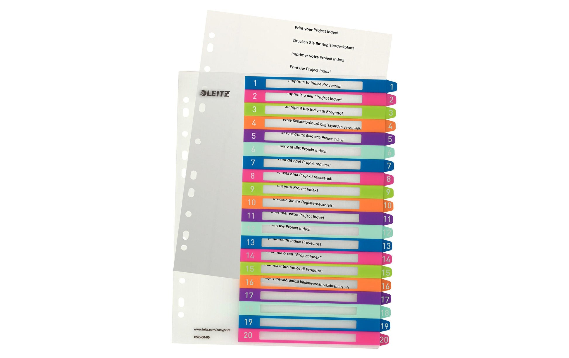 Leitz Register – PP, farbig, vorgedruckt