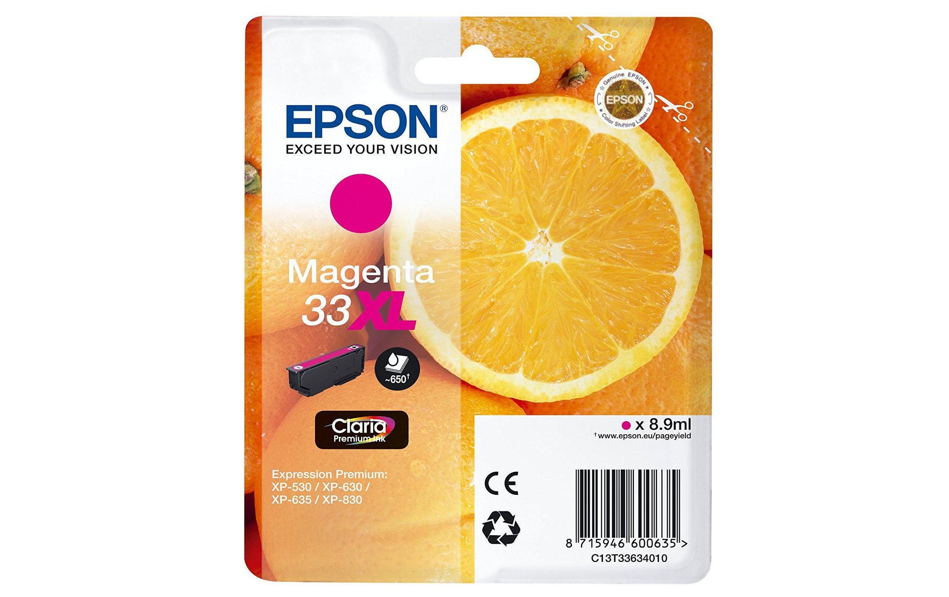 Epson Tintenpatrone 33XL, Magenta, XL, 650 Seiten – für Tintenstrahldrucker/Multifunktionsgeräte
