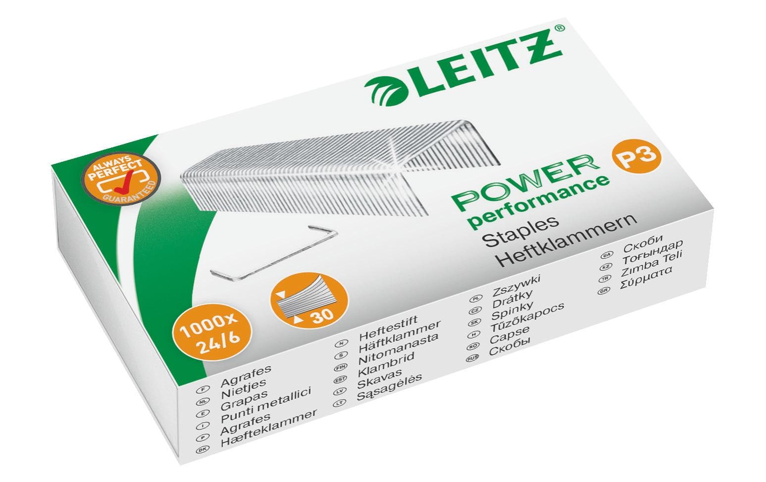 Leitz Heftklammern 24/6 – 6 mm – verzinkt, silber – 1000 Stk.