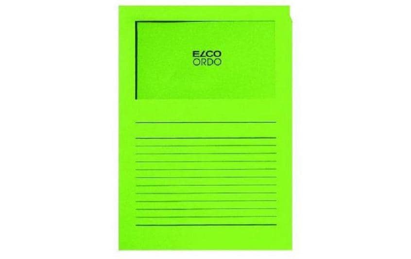 Elco Ordo Organisationsmappe A4, Fenster 180 × 100 mm, 120 g/m², intensivgrün – 100 Stück