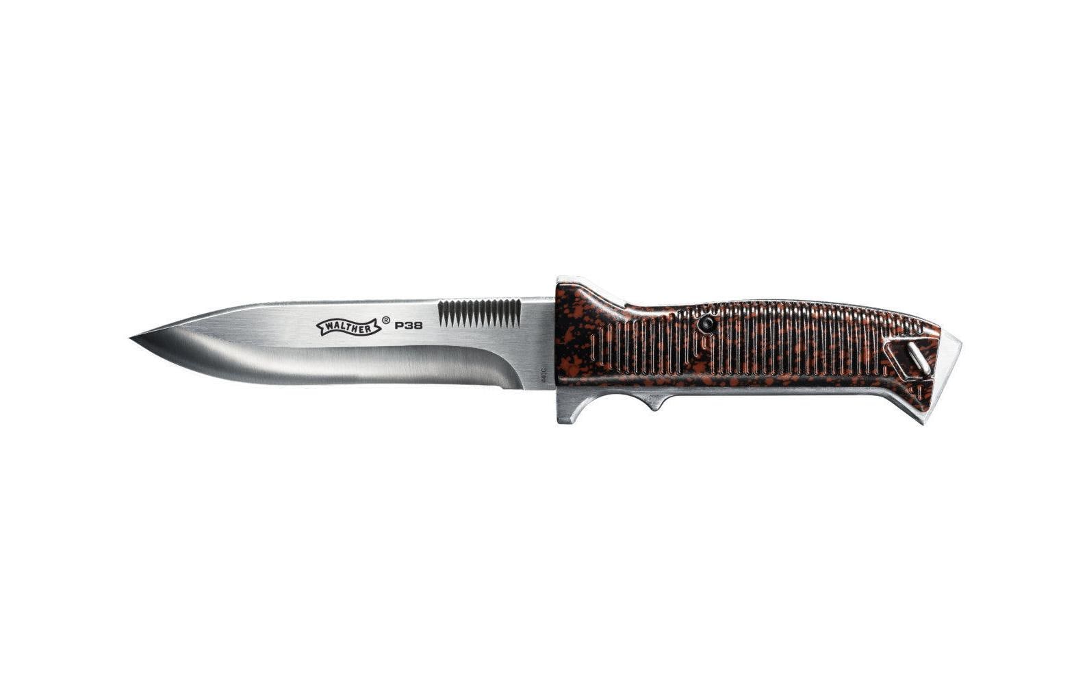 Walther P38 – Outdoormesser 135 mm, inklusive Messerscheide, braun