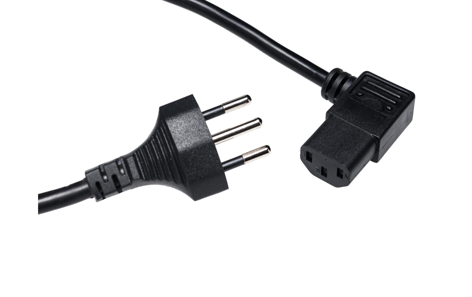Diggelmann Netzkabel, T12 auf IEC C13, Winkelstecker 90°, 3 m, Schwarz, SPCALBI10-3