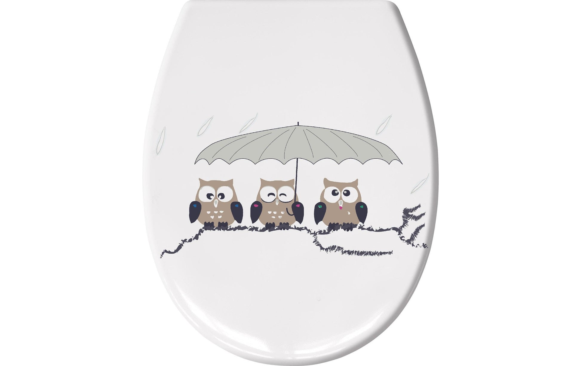 Kleine Wolke WC-Sitz Eulen – Edelstahl, Absenkautomatik, Grau, 37 × 45 cm