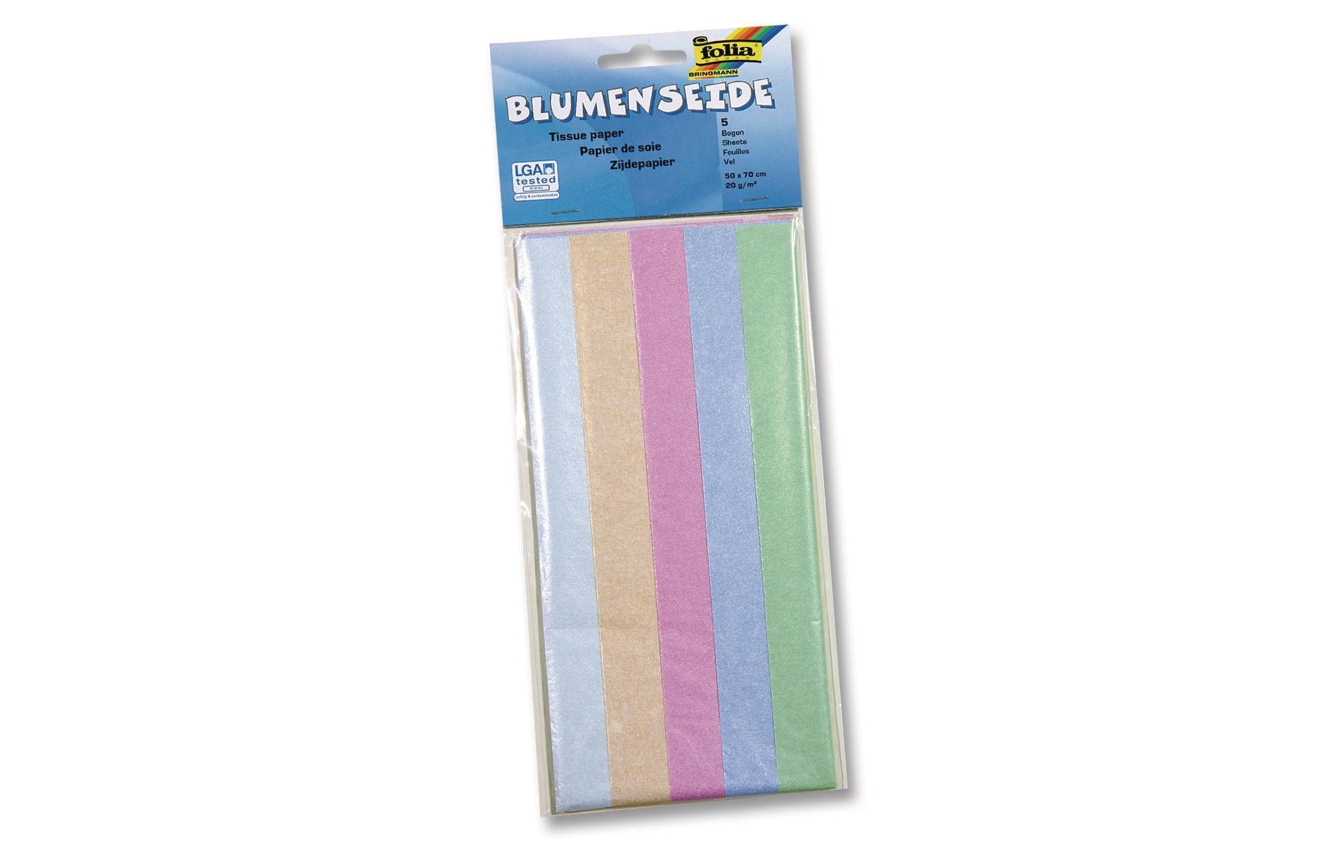 Folia Geschenkpapier-Bogen 5 Bögen – Irisierend, 12,5 cm × 0,25 m, 20 g/m²