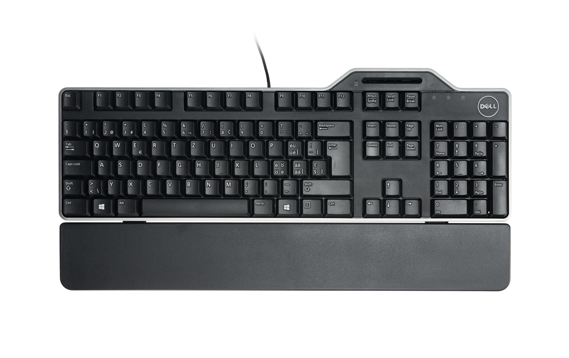 DELL KB813 – Tastatur, kabelgebunden (USB-A), US-Layout (EN), Fullsize (mit Ziffernblock), mit Smartcard-Leser