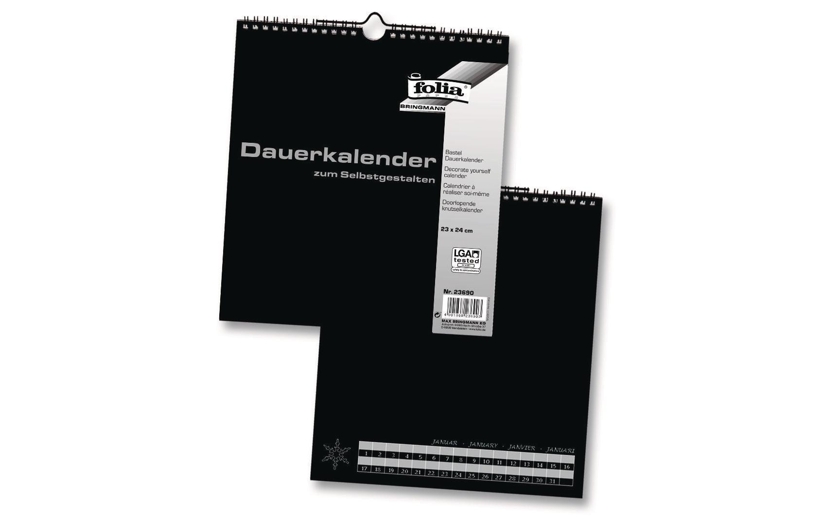Folia Bastel-Dauerkalender immerwährend – 23 × 24 cm – mit Tagesfeldern, mit Aufhänger