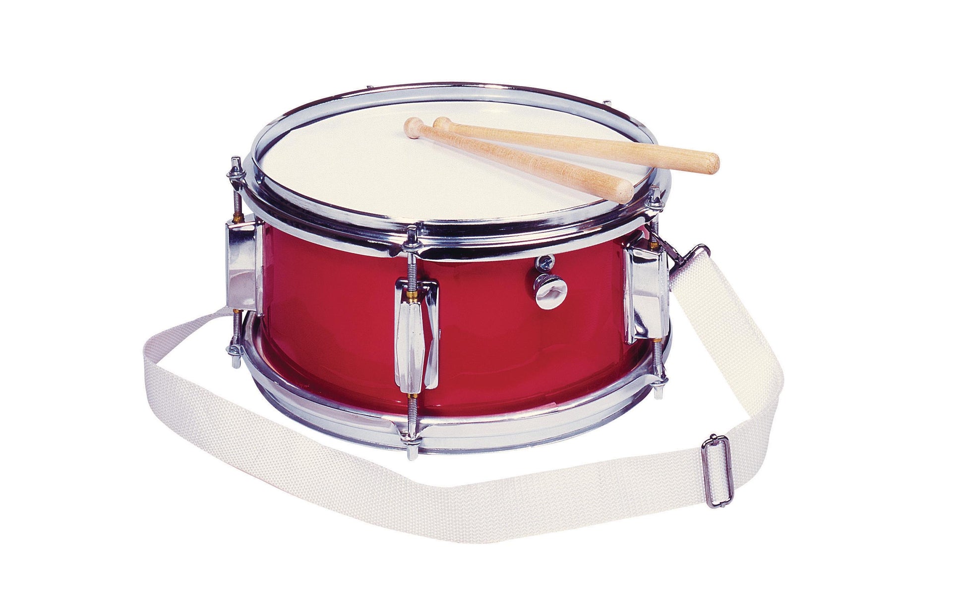 Goki 14013 Trommel – Snare – Ø 28 cm, H 14 cm – ab 3 J. – Blech – rot/weiss