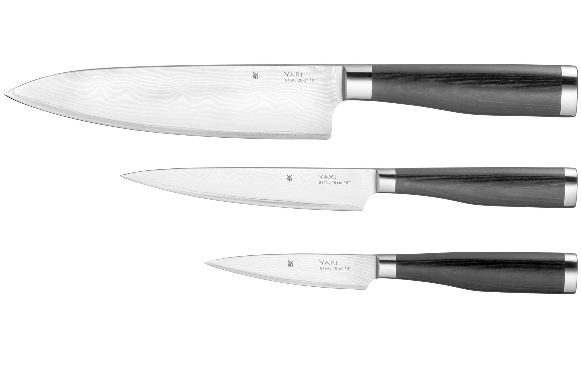 WMF Messer-Set Yari – 3-teilig – Cromargan (Klinge), Holzgriff – Schwarz