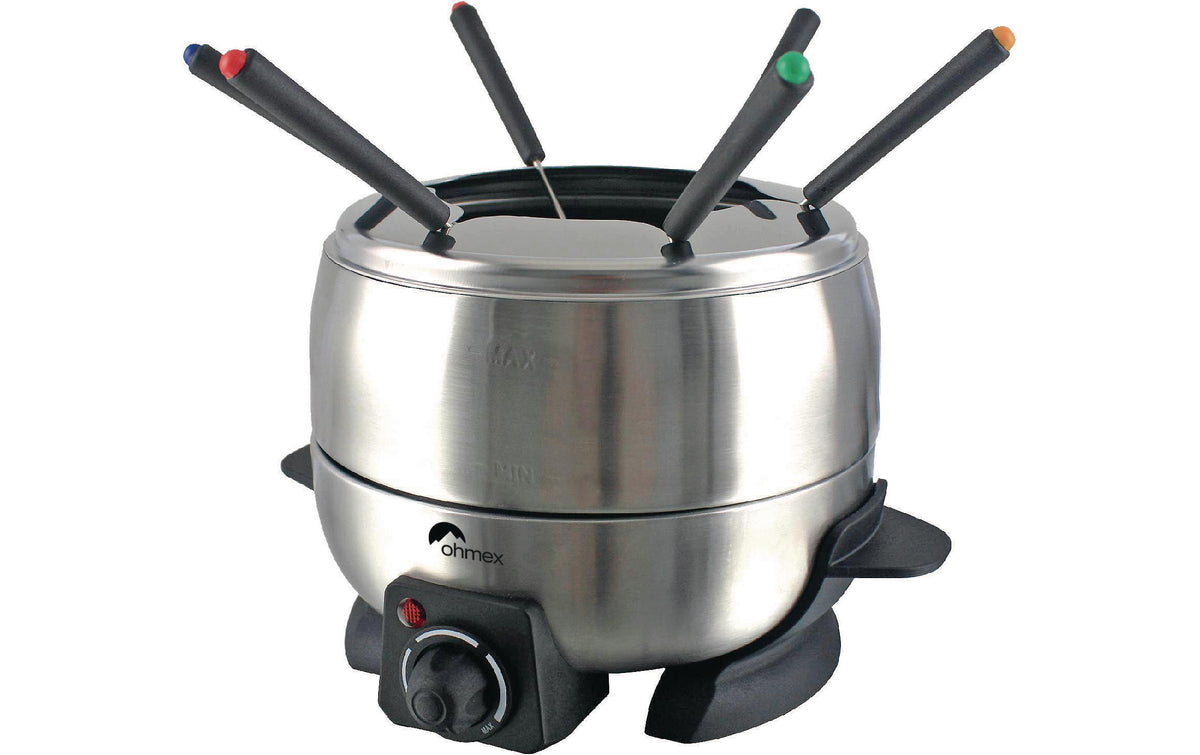 Ohmex Fondue-Set 1000S – Edelstahl, 2 l, 6 Personen/6 Gabeln, Netzbetrieb