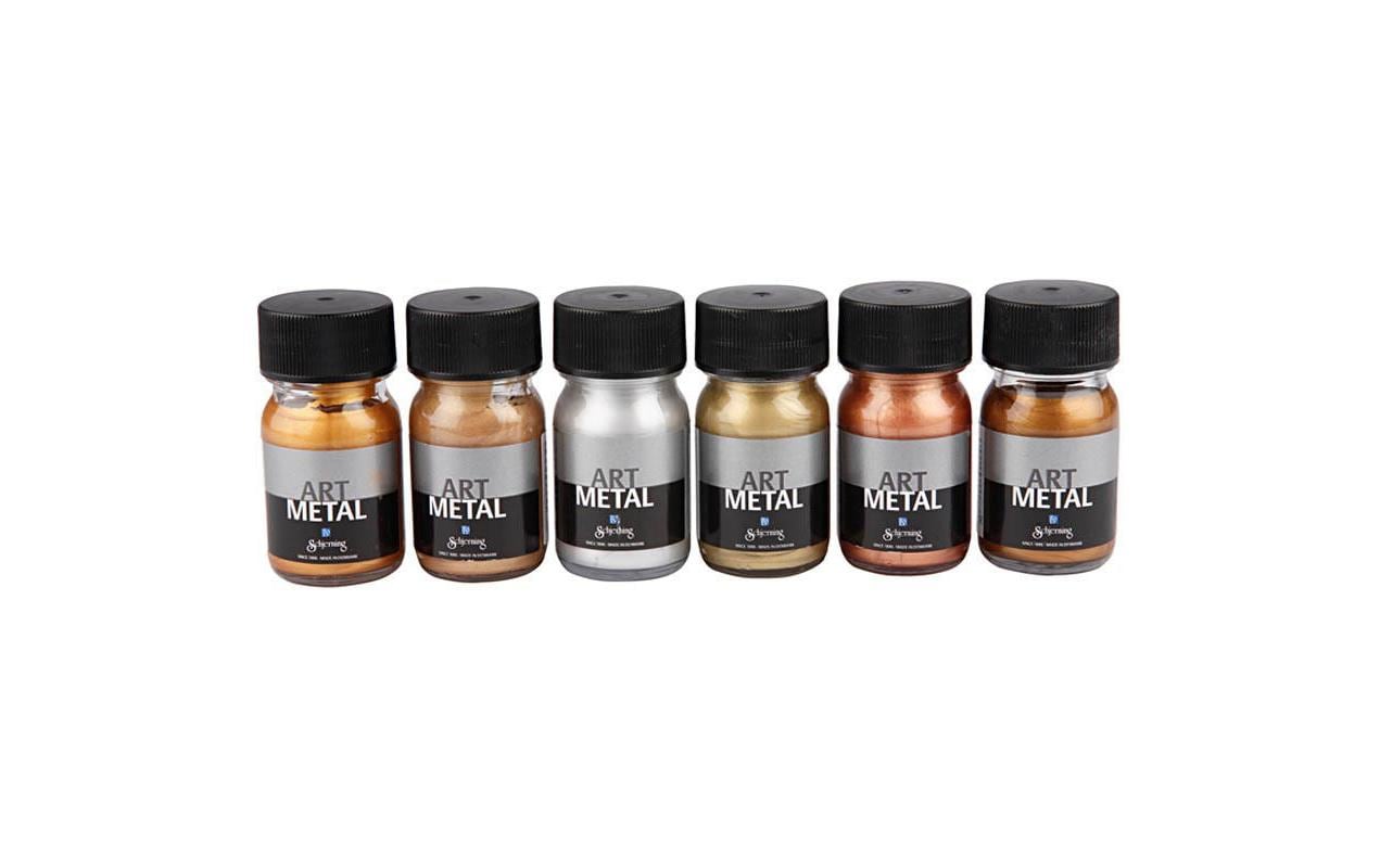 Creativ Company Acrylfarbe – Set – 6 Farben, Metallic, 6 × 30 ml