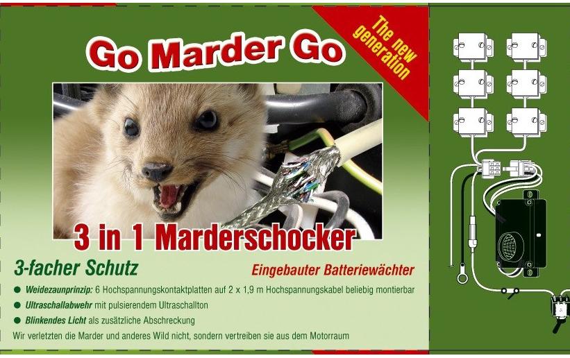 VR Technics Marderschock 3in1 (12V) Insektenfalle – 4 × 4 cm – Grün – Ultraschall, Hochspannung und Licht – für