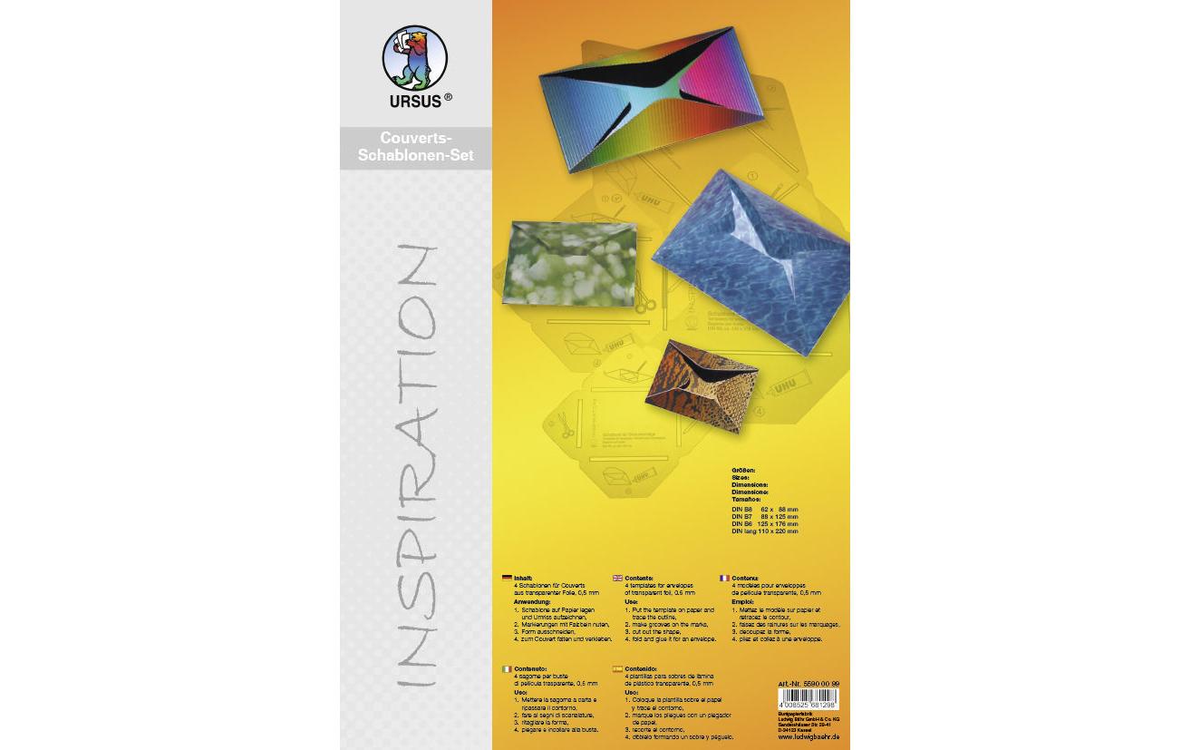 URSUS Malschablone – B8/B7/B6/DIN lang – Mehrfarbig – Transparente Folie 0,5 mm – 4 Stk