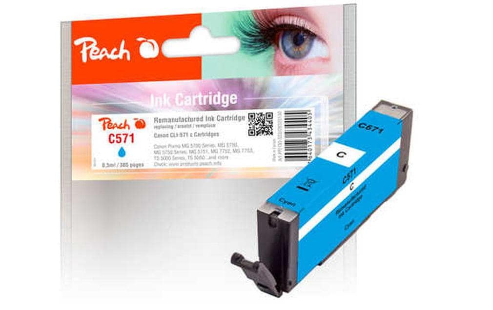 Peach CLI-571 Cyan Tintenpatrone (Kompatibel) – 365 Seiten – für Canon Pixma MG/TS-Serien