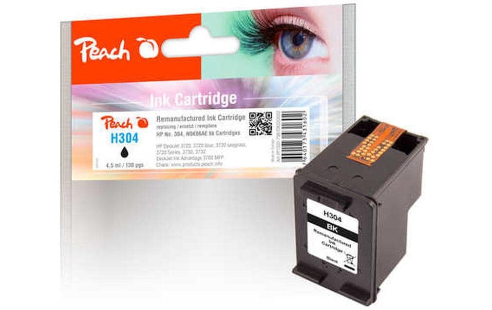 Peach 304 Schwarz Tintenpatrone (Kompatibel) – 120 Seiten – für HP DeskJet 3720/3730/3735 – N9K06AE