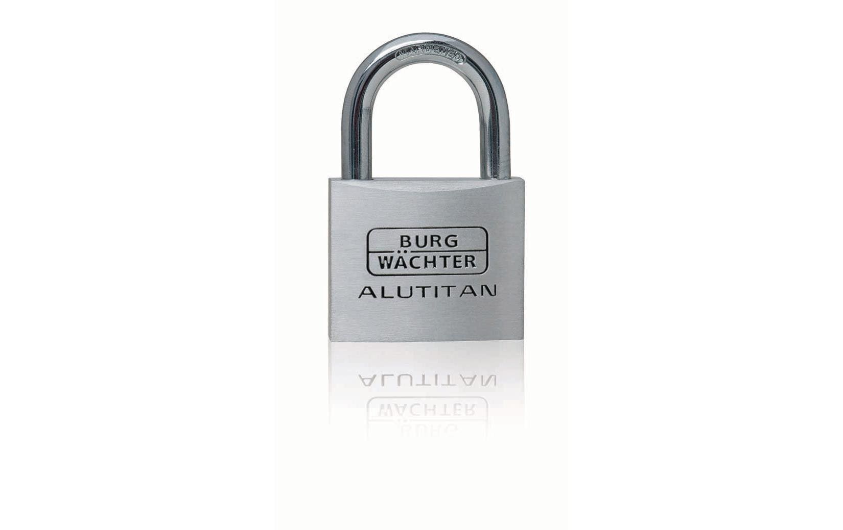 BURG-WÄCHTER Burgwächter 770 Alutitan Mechanisches Vorhängeschloss – Aluminium, Bügel 29,5×28 mm, Ø8 mm, Aussen, Titan
