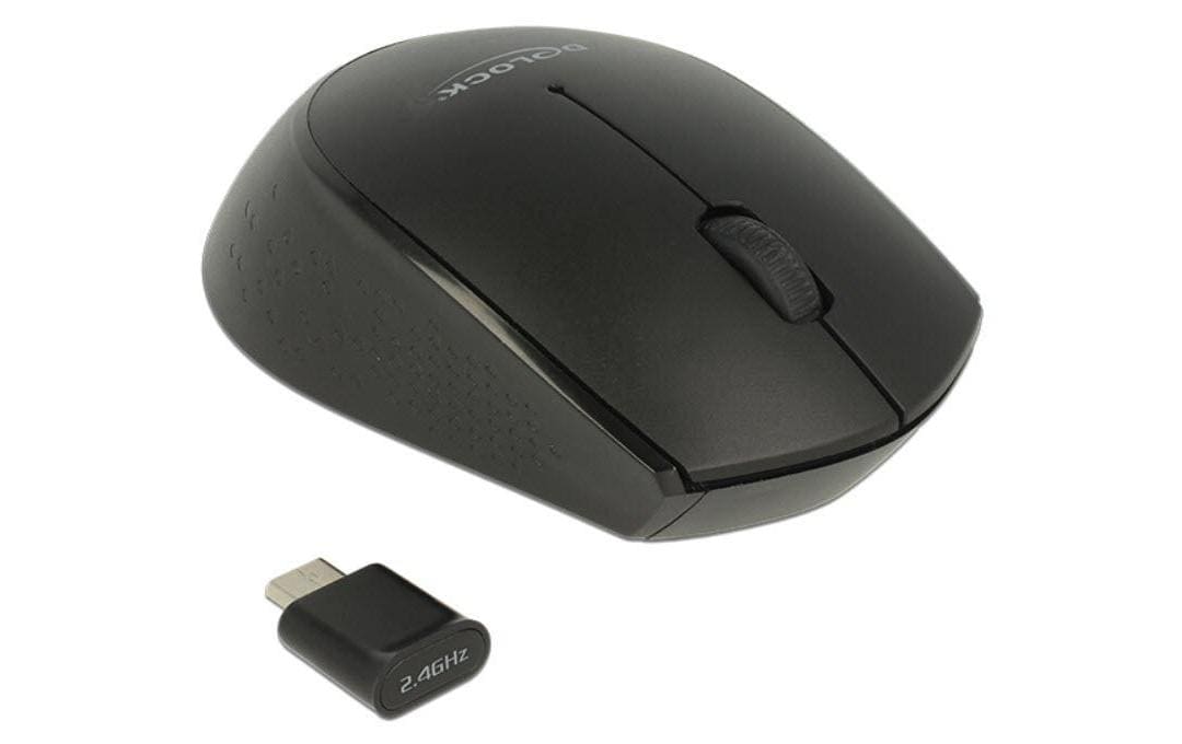 DeLOCK 12526 – Maus – Kabellos (2,4 GHz), 1000 DPI, beidhändig, Schwarz