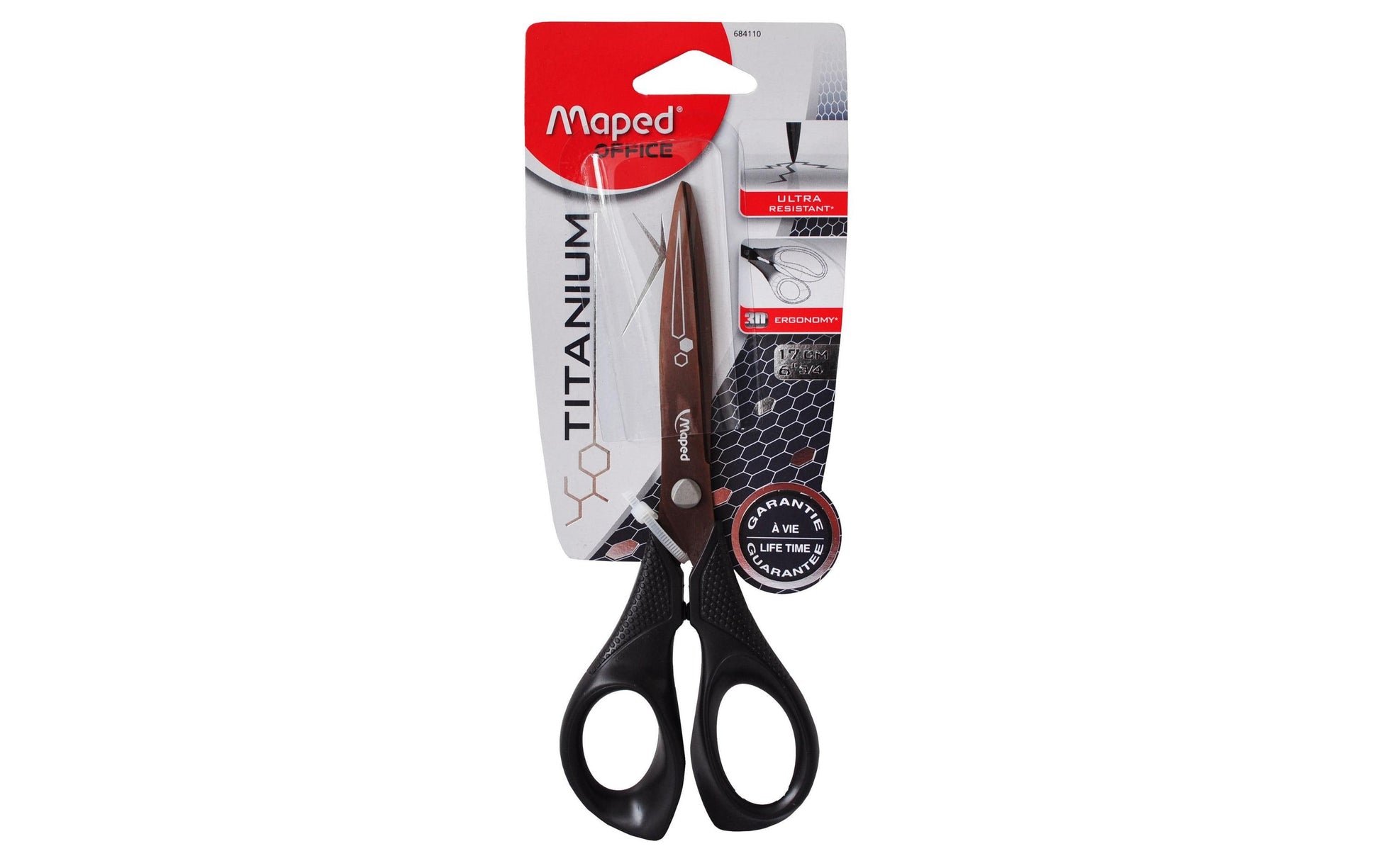 Maped Expert Schere 17,0 cm, spitz, für Rechts- und Linkshänder – Edelstahl, titanbeschichtet, braun