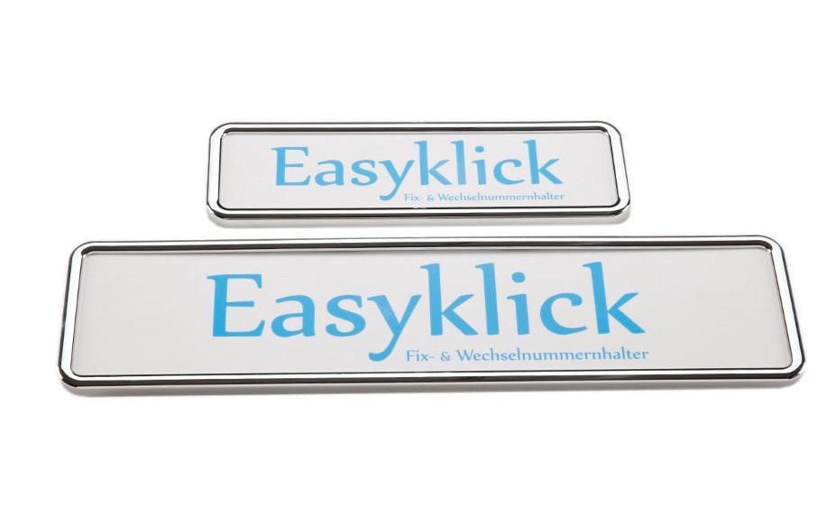 Easyklick Kennzeichenhalter – für Langformat – Klicksystem, Kunststoff, Chrom