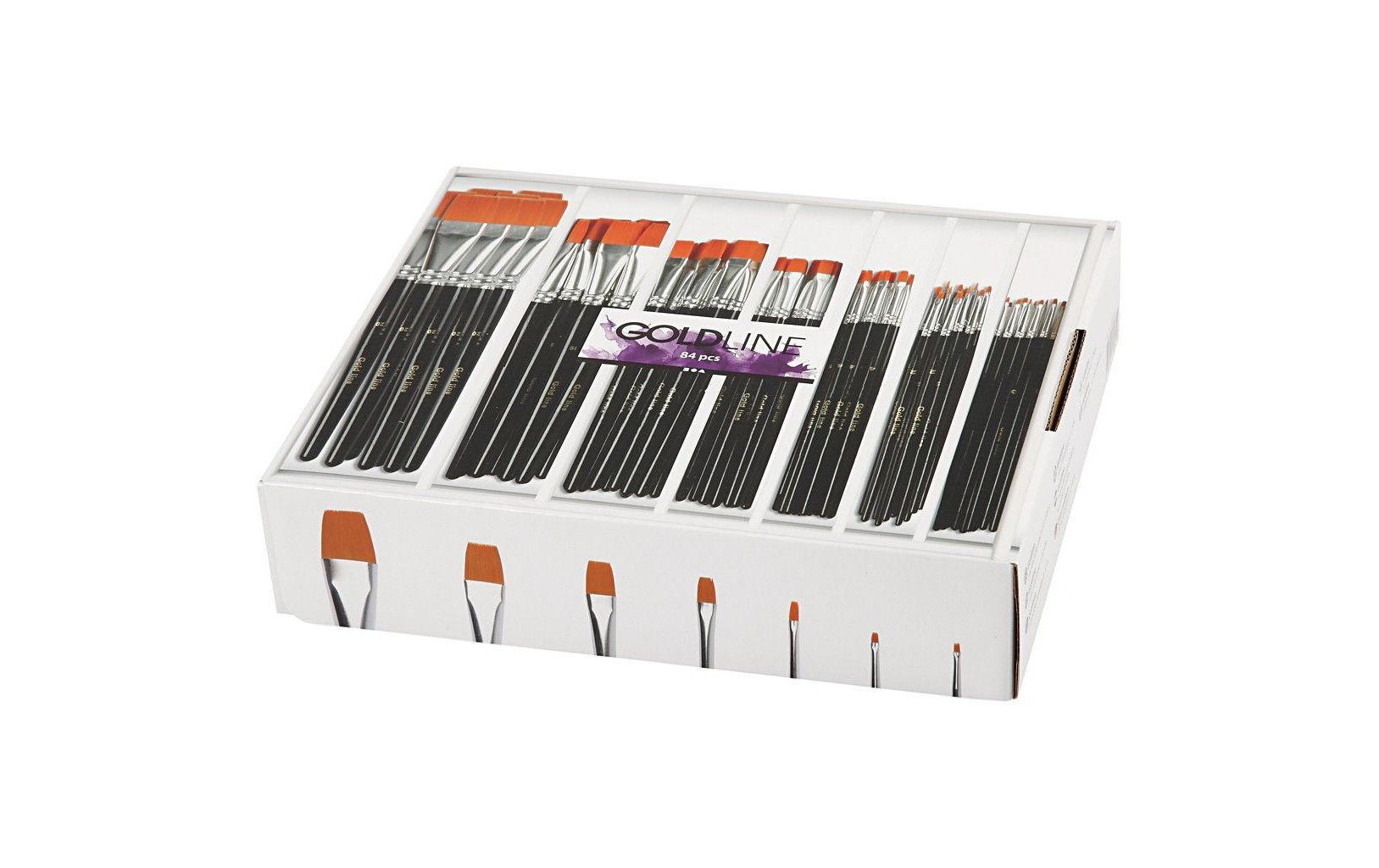 Creativ Company Pinsel-Set – Flachpinsel, Nylon, Grössen 0/2/4/8/12/16/20, 84 Stück