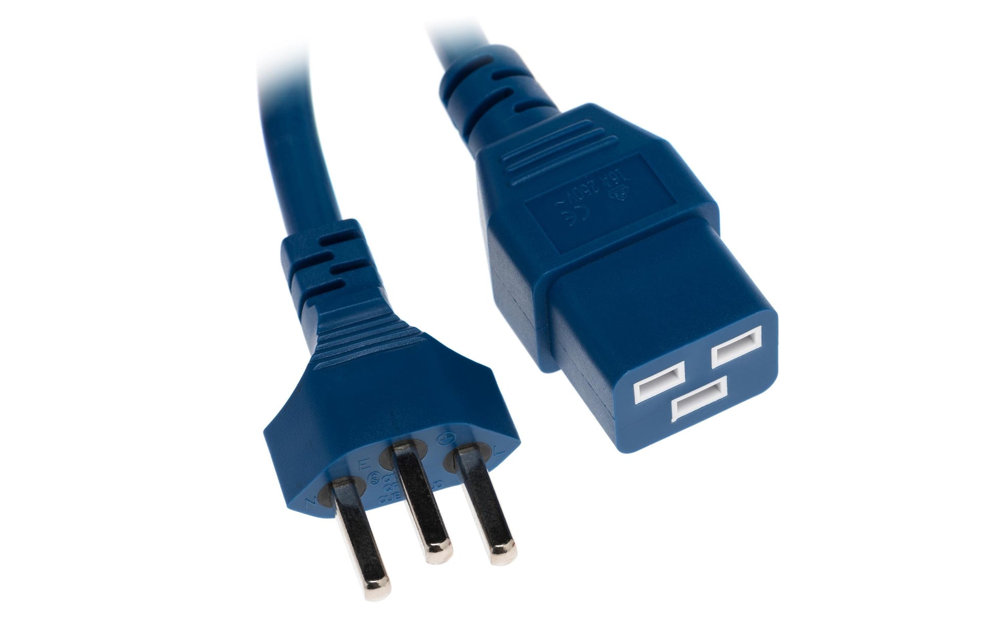 Diggelmann Netzkabel, T23 auf C19, angespritzt, 3,6 m, Blau