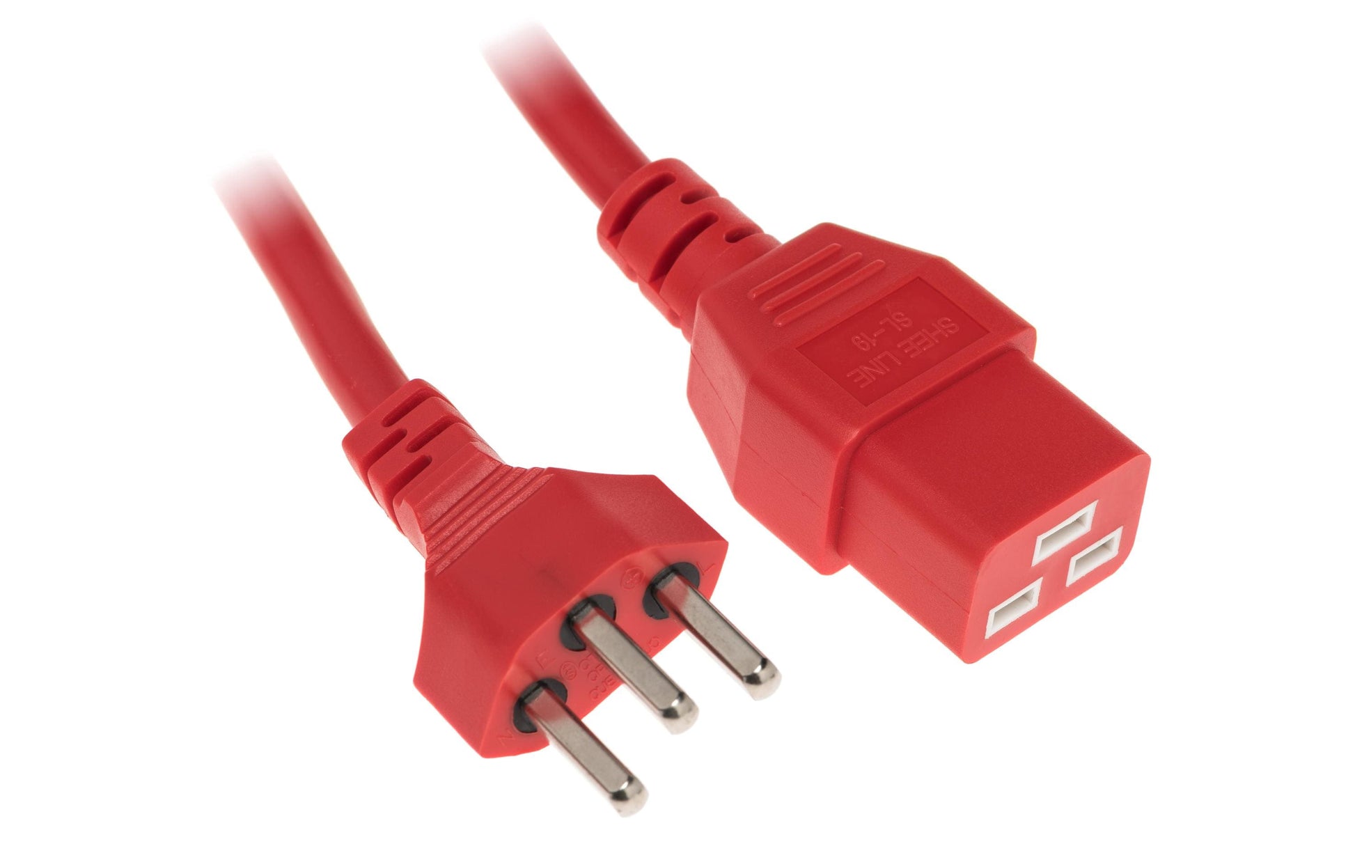 Diggelmann Netzkabel, T23 auf C19, angespritzt, 3,6 m, Rot